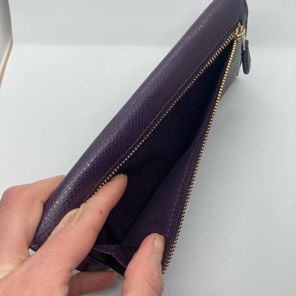 Coach Soft Wallet In Crossgrain Leather Dark Purple w Gold Hardware #F54008 - Picture 8 of 16
